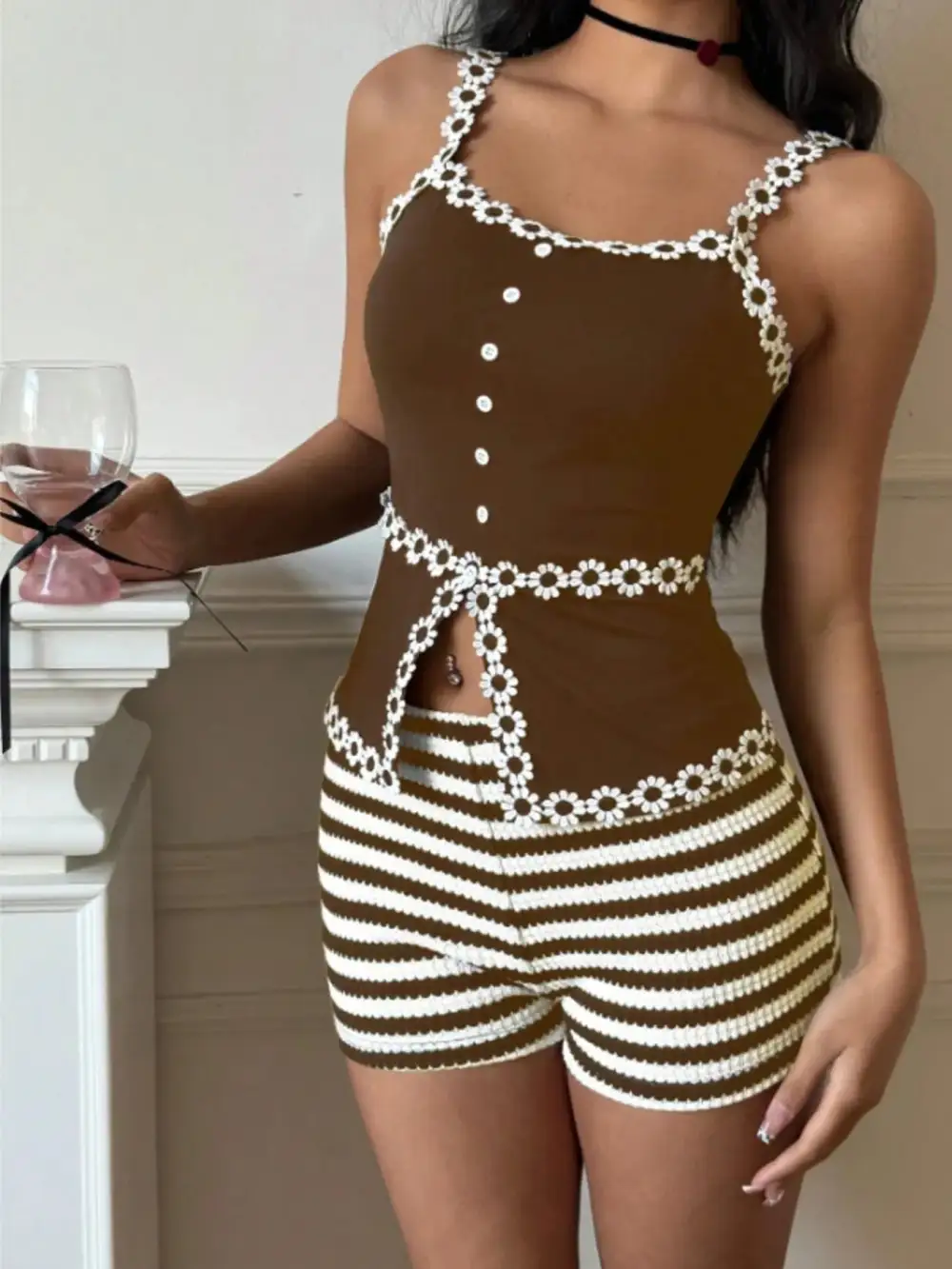 Striped High-Waist Knit Shorts