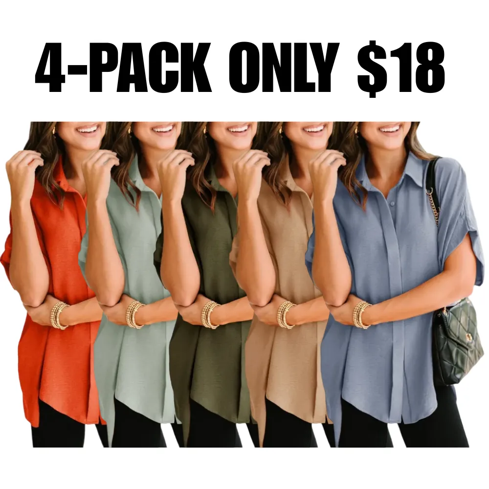 Women's Tops  V Neck Button Down Shirts