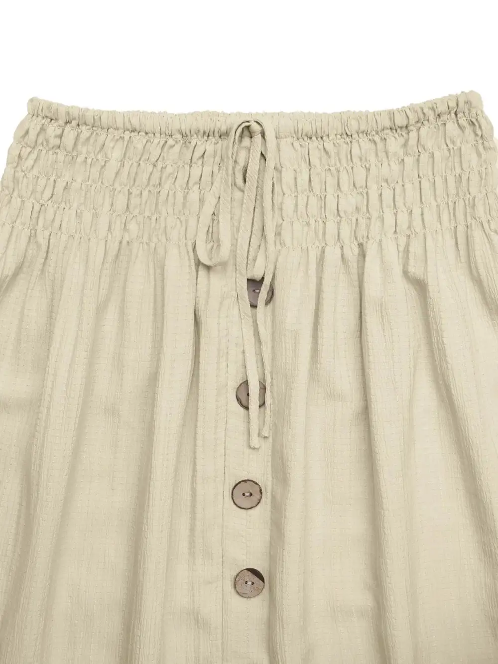 Button Front Smocked Skirt