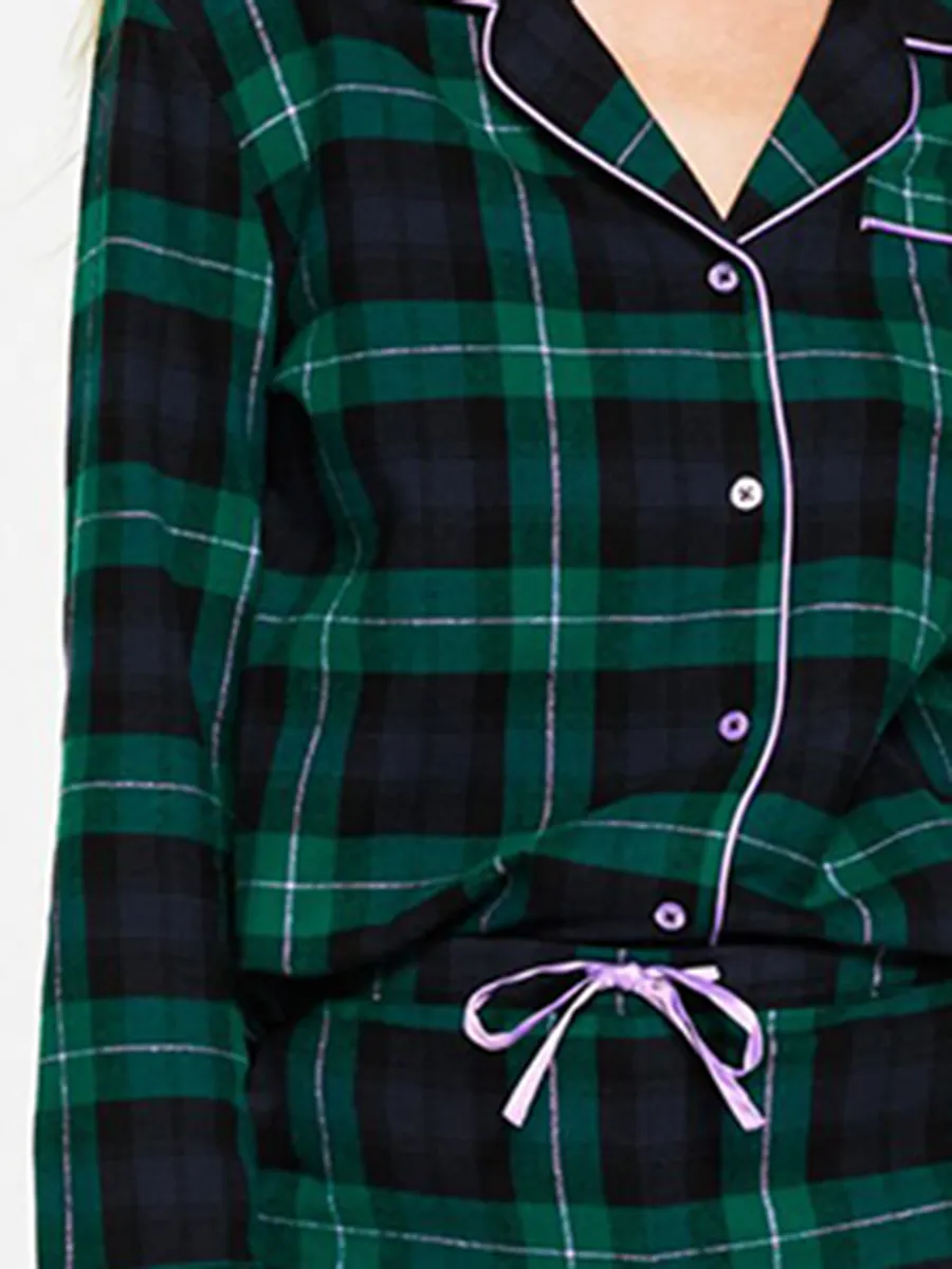Women'S Casual Plaid Drawstring Loungewear Set