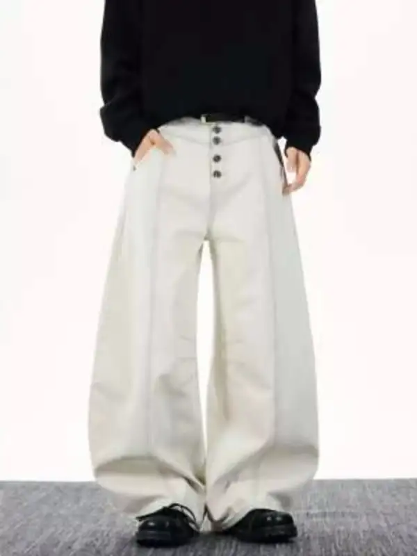Men's Full Size Wide Leg Button-fly Jeans Plus Size