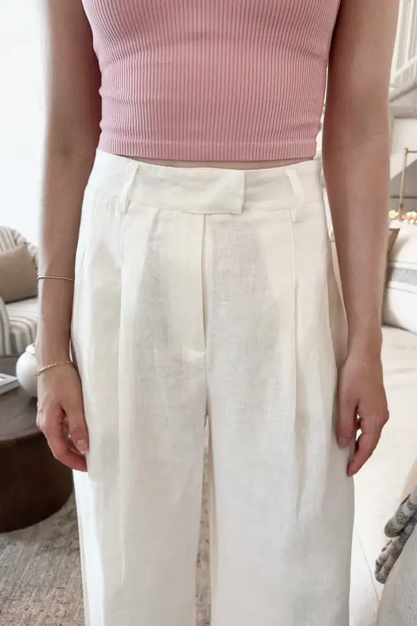 Straight Fit Soft Linen Blend Trousers