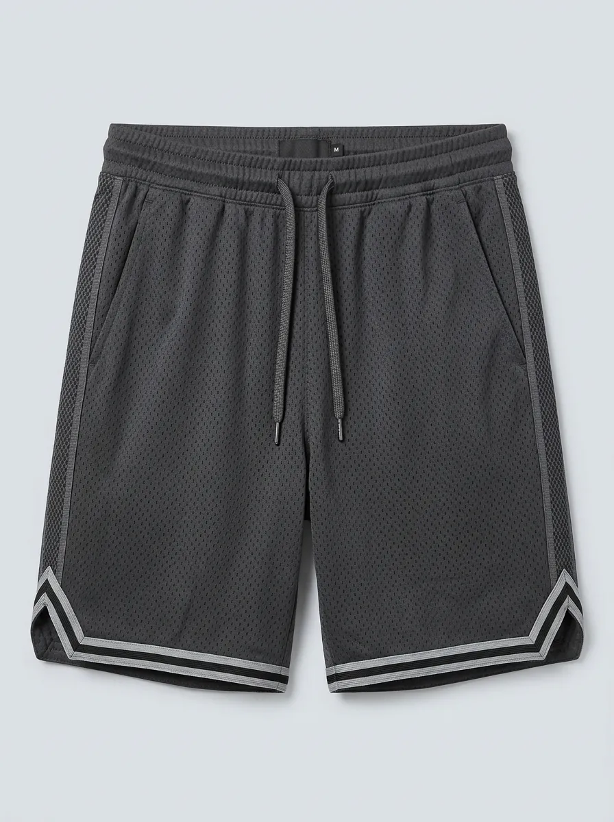 Versatile Striped Detail Mesh Detail Shape Men's Basketball Shorts