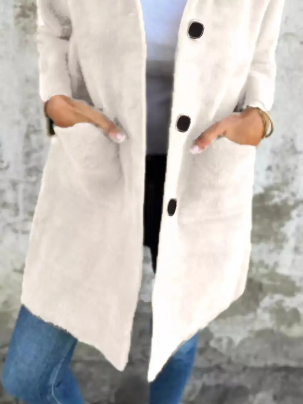 Full Size Button Down Long Sleeve Longline Coat Plus Size Jacket