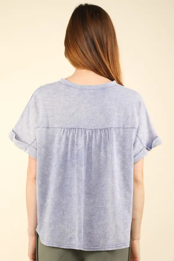 Relaxed Notched-Neck Short-Sleeve Knit Cotton T-Shirt
