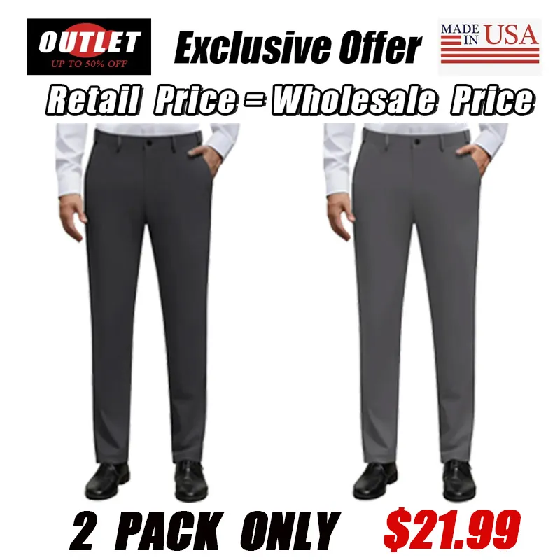 Men's Stretch Dress Pants Wrinkle-Free Golf Pants