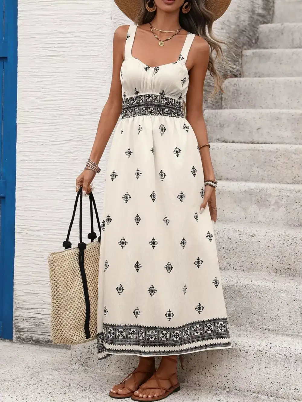 Balanced Detail Printed Midi Dress