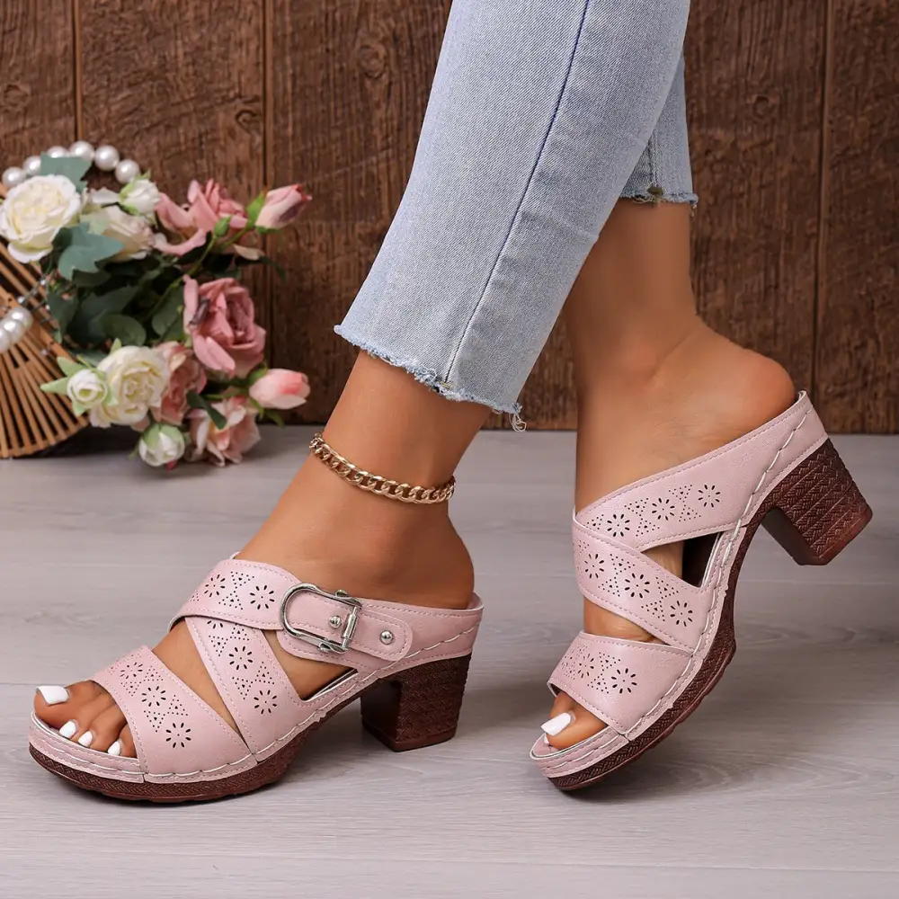 Sleek Open Toe Block Heel Sandals
