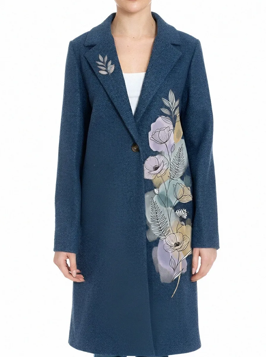 Women's Floral Nature Lover Watercolor Botanical Printed Coat