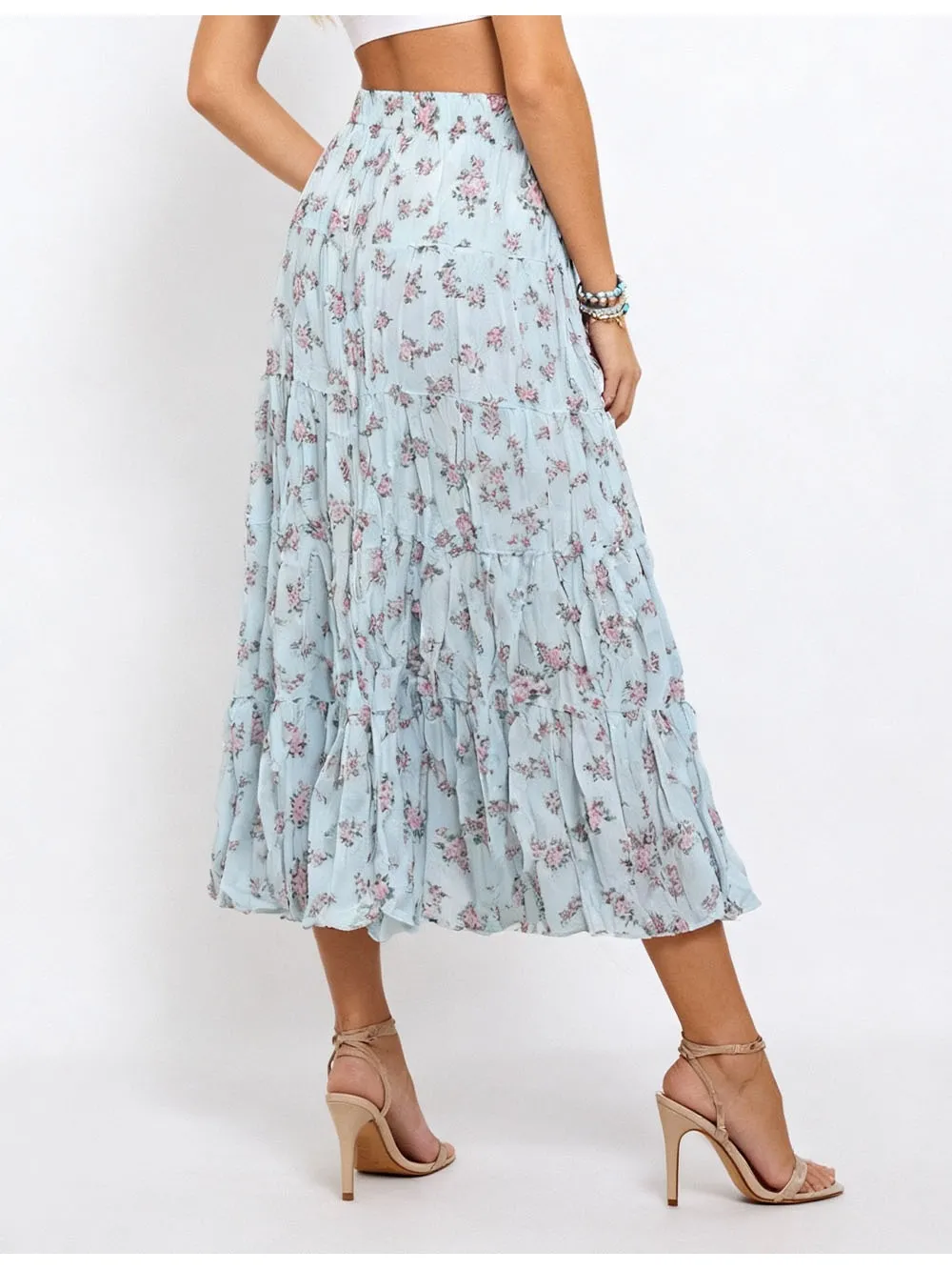 Elastic Waist Tiered Maxi Easy Skirt