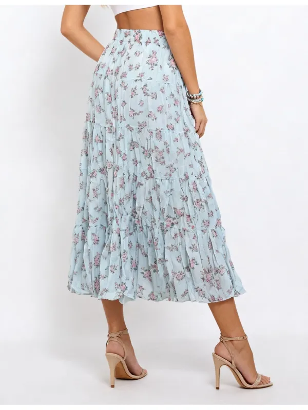 Elastic Waist Tiered Maxi Easy Skirt