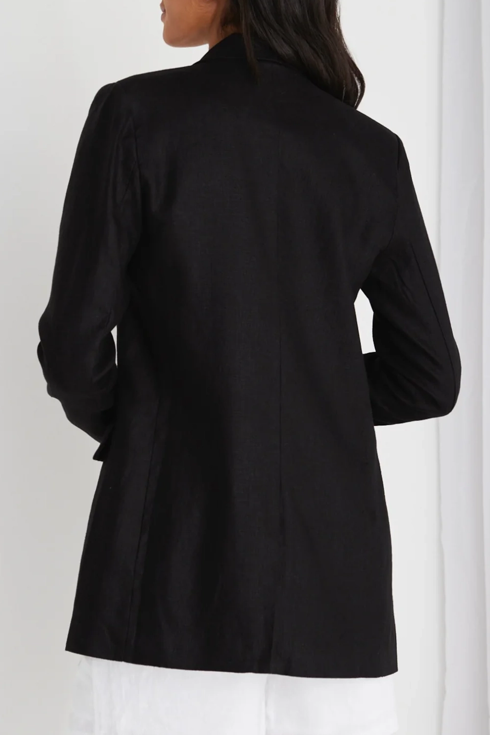Black Linen Single - Breasted Blazer