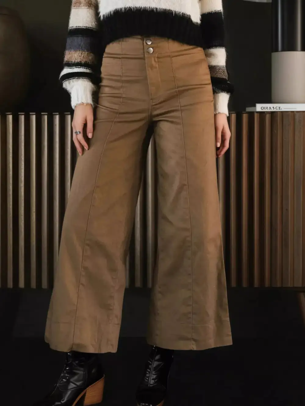 High Waist Wide Leg Cropped Pants