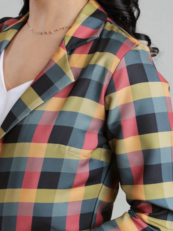 Modern Fashion Art Grid-Patterned Women's Jacket
