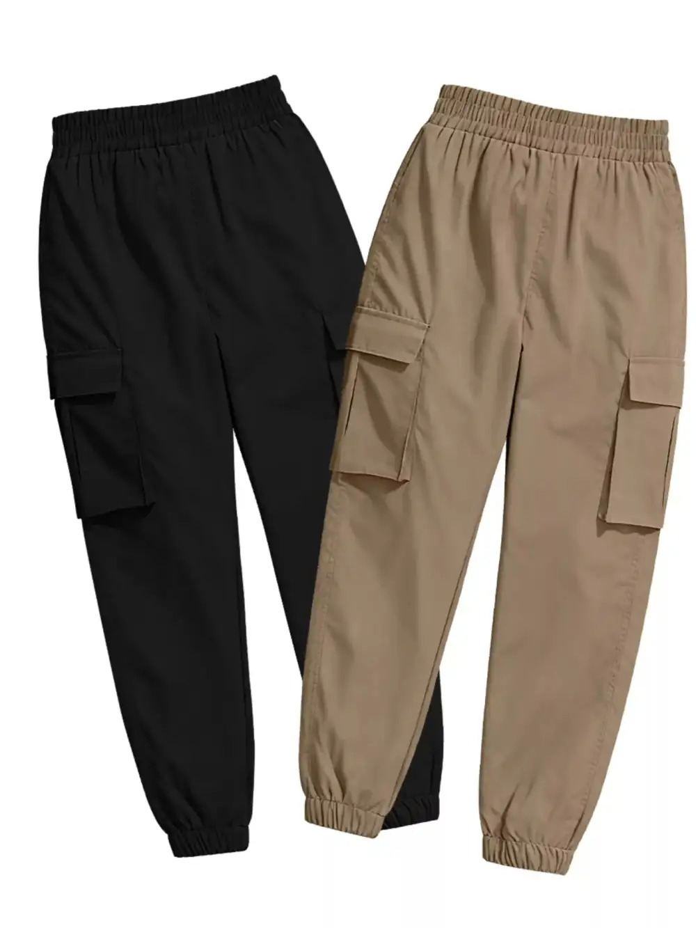 Piece Elastic Waist Cargo Pants