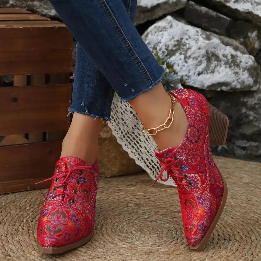 Refined Point Toe Block Heels Ankle Boots