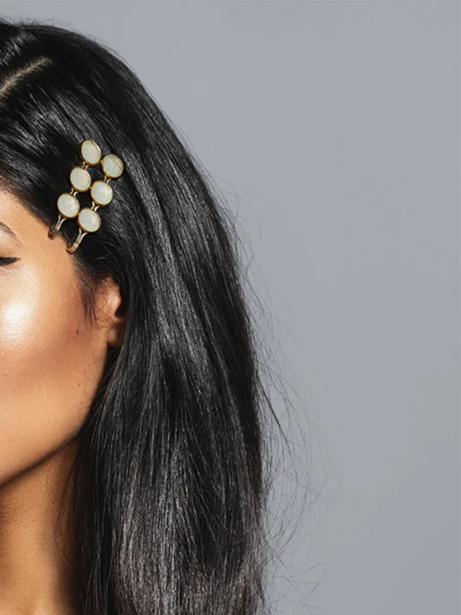 Round Stone Hair Clip