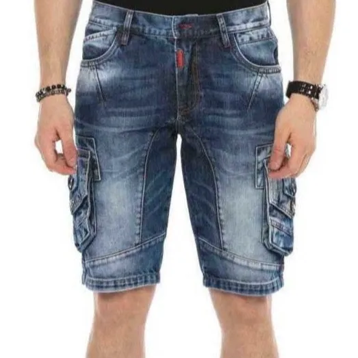 Everyday Cargo Pocket Contrast Stitch Washed Denim Shorts