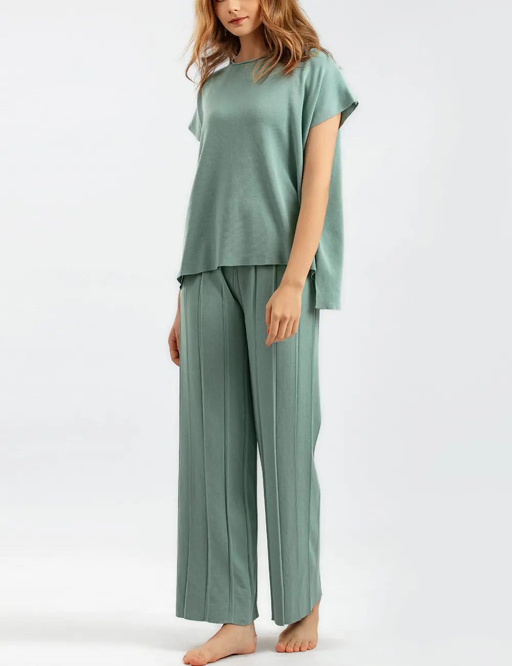 Women'S Sweater Set 2 Piece Lounge Set Knit Pullover Tops Vest High Waisted Pants