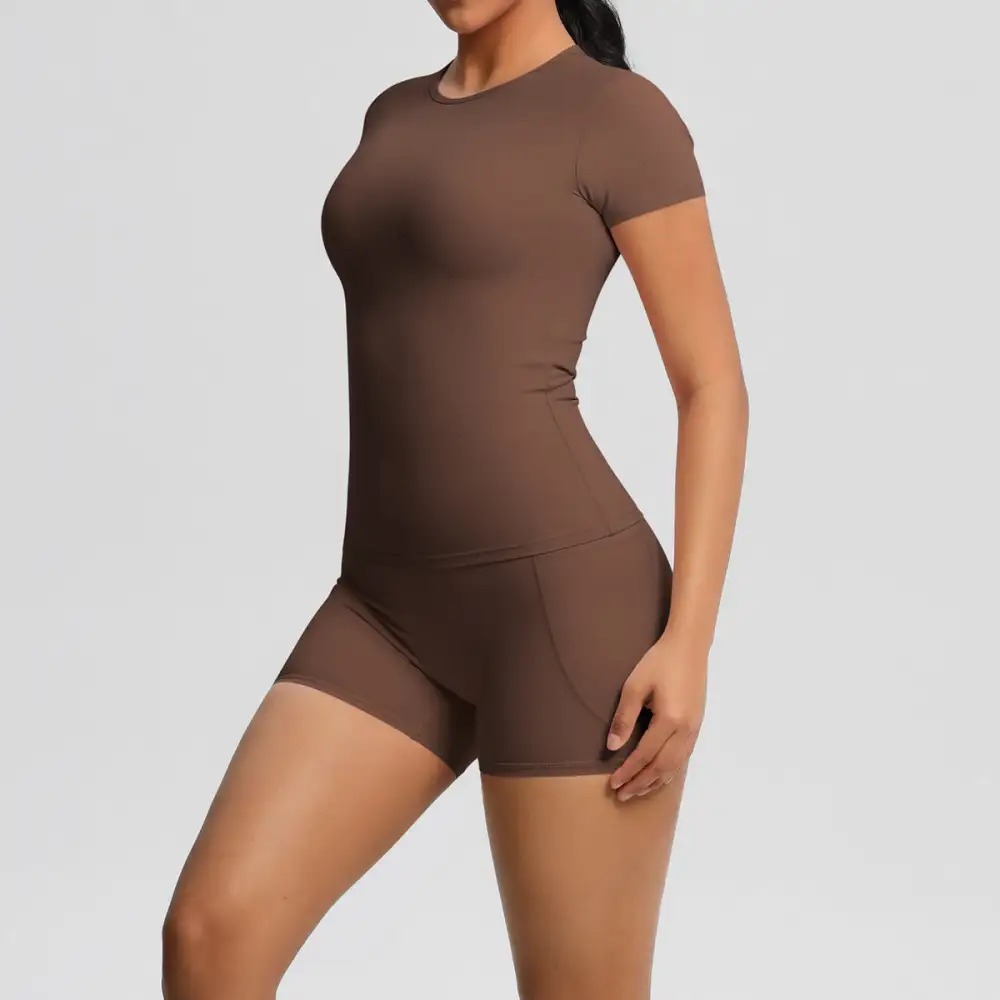 Brushed Short-Sleeve Top, Trousers and Shorts Active Set