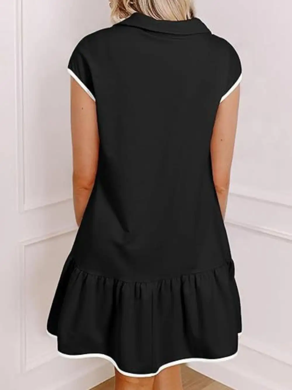 Zip Front Ruffle Dress Casual