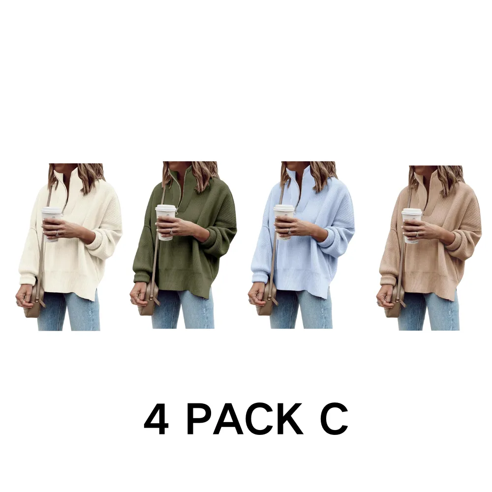 Womens Tunic Sweater Fall Long Sleeve 1/4 Zip Pullover Sweaters