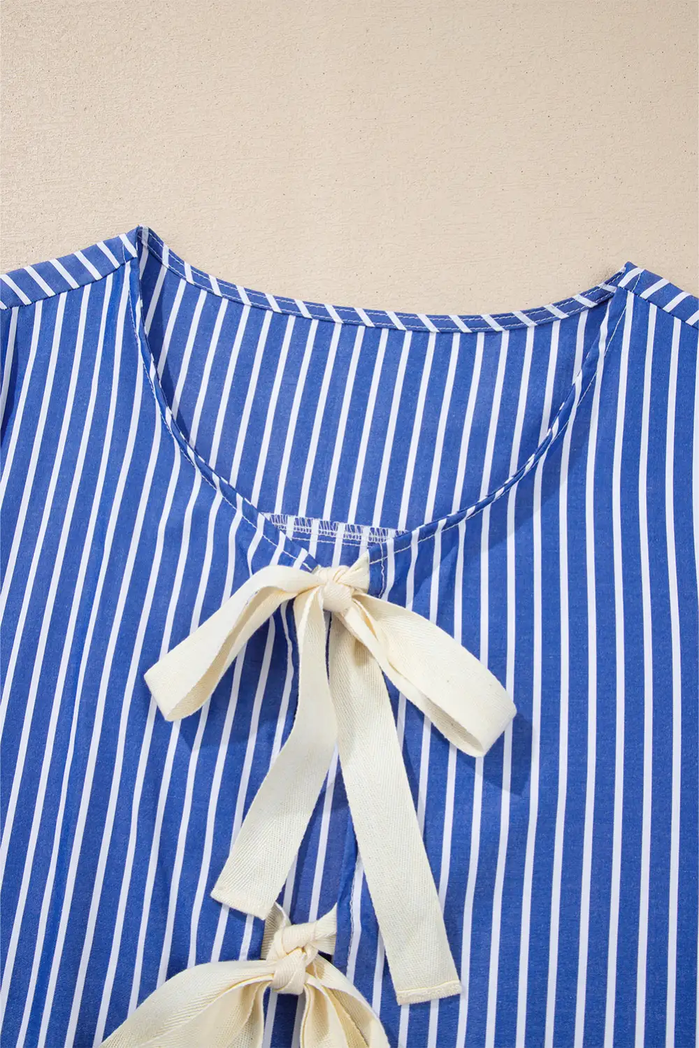 Striped Bow Detail Puff Sleeve Blouse