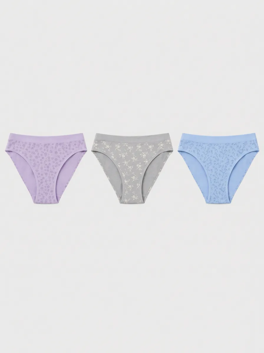 Women's Assorted Floral Patterned Bikini Briefs - of Three 3-Pack