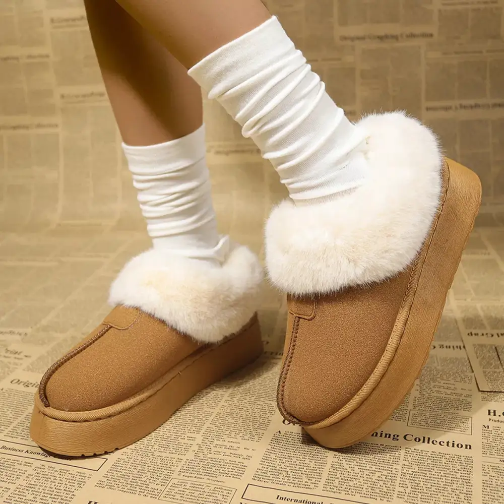 Fuzzy Platform Ankle Boots