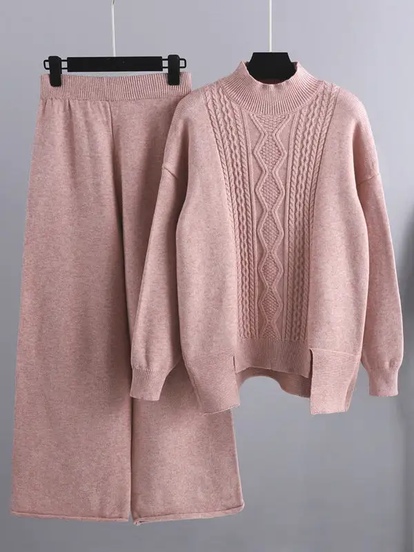 Relaxed Side Split Sweater And Pants Set