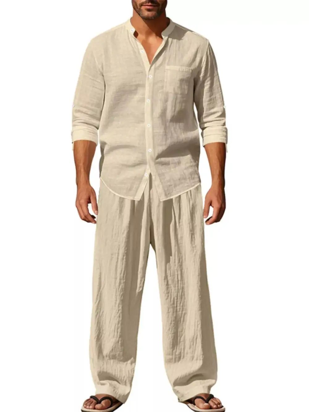 Refined Men's Full Size Casual Button Up Shirt