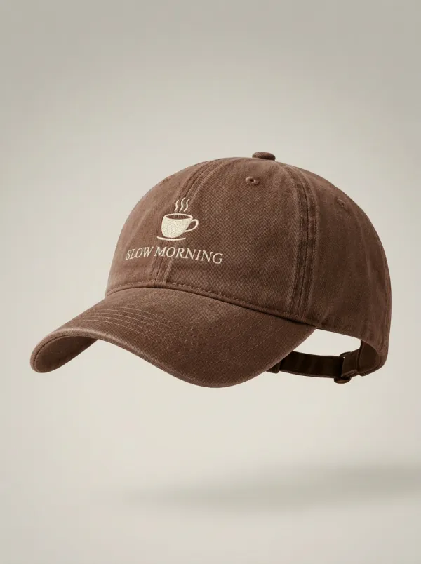 Textured Coffee-Lover Slow-Morning Embroidered Unisex Baseball Cap