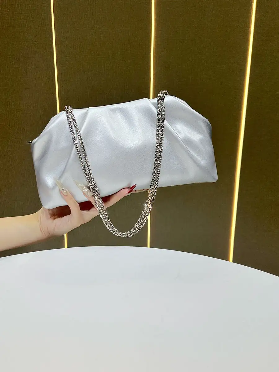 Pleated Chain Zip Shoulder Bag