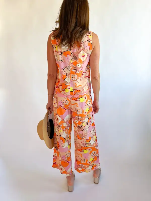 Textured Ricrac Trim Pants