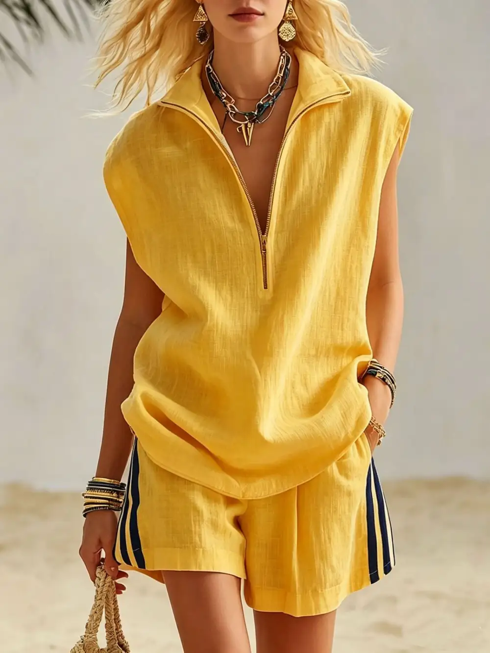 Sleeveless Zippered Casual Dress