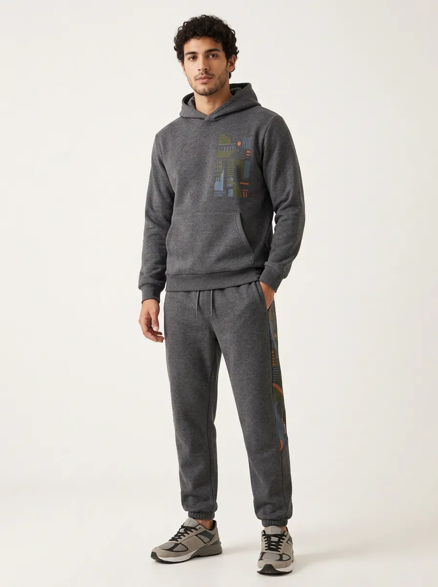 Men's Charcoal Kangaroo Pocket Hoodie and Jogger Set