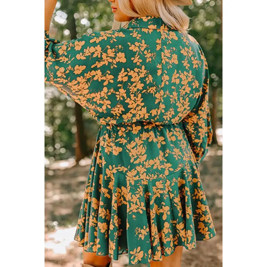 Printed Three-quarter Sleeve Mini Dress