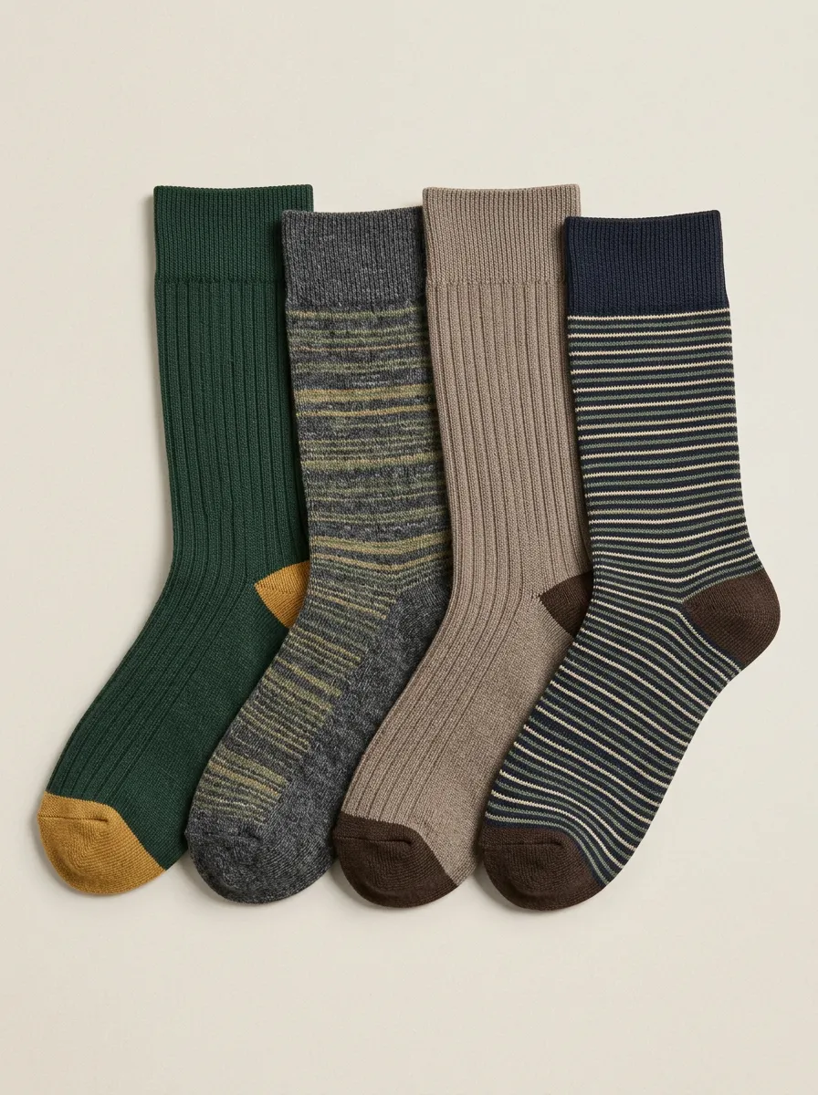 Daily Vintage Printed Wardrobe Men's Four Pair Socks
