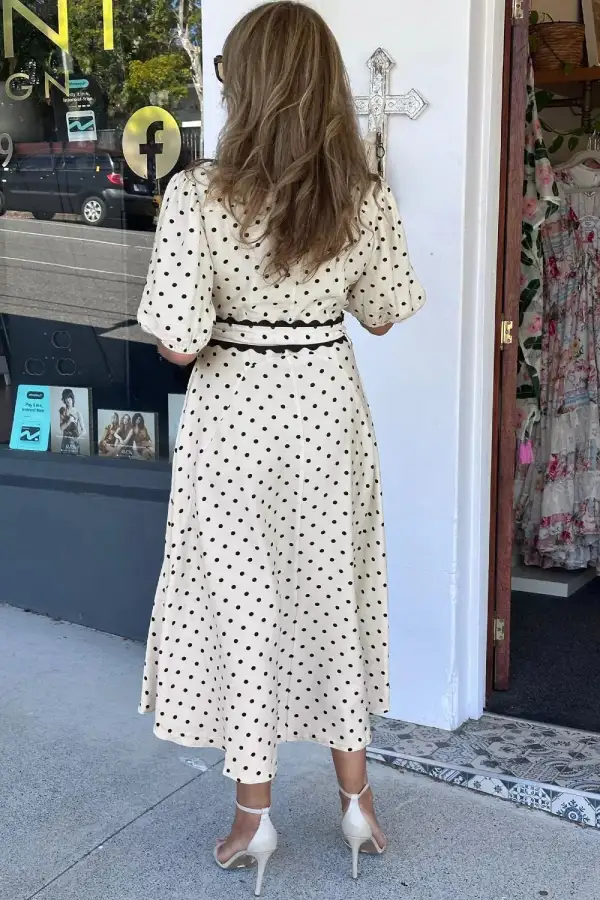 Polka Dot Half Sleeve Midi Dress