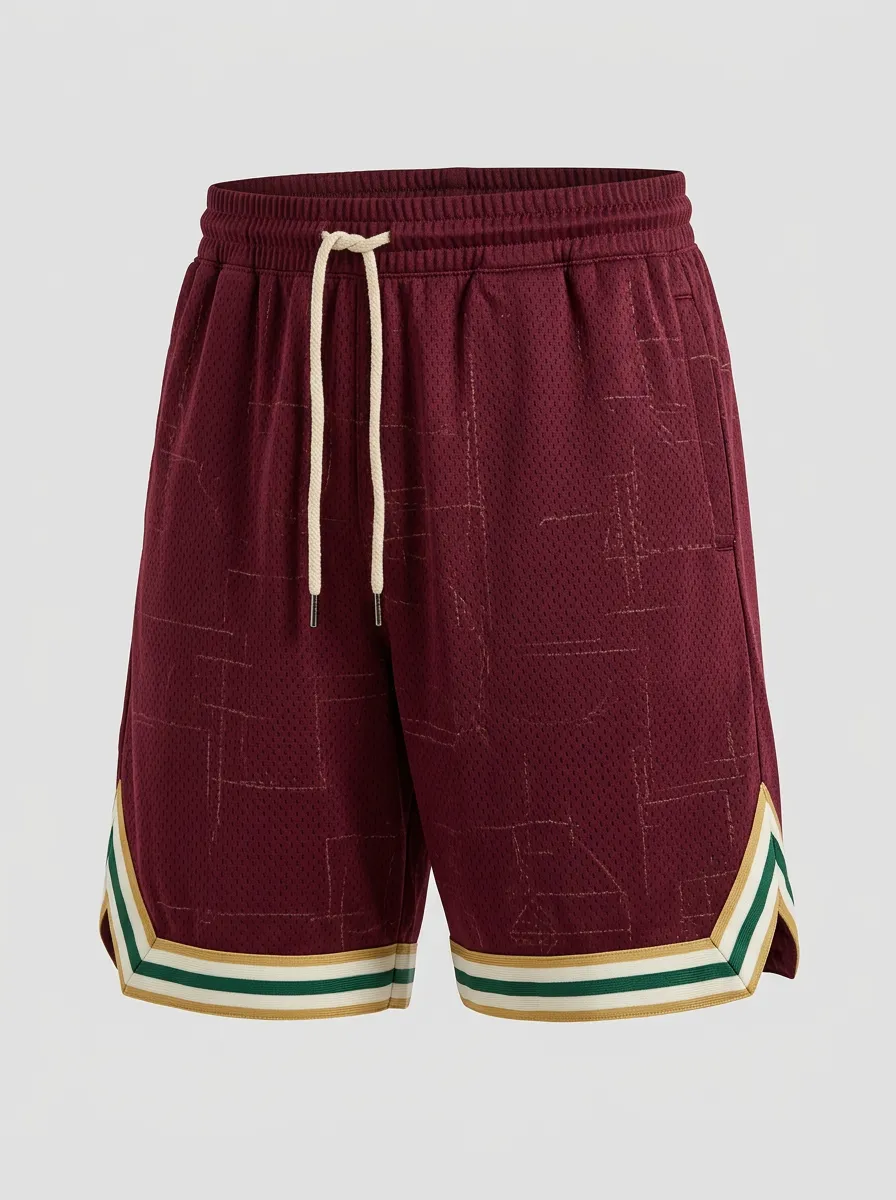 Modern Geometric Pattern Striped Detail Collection Men's Basketball Shorts