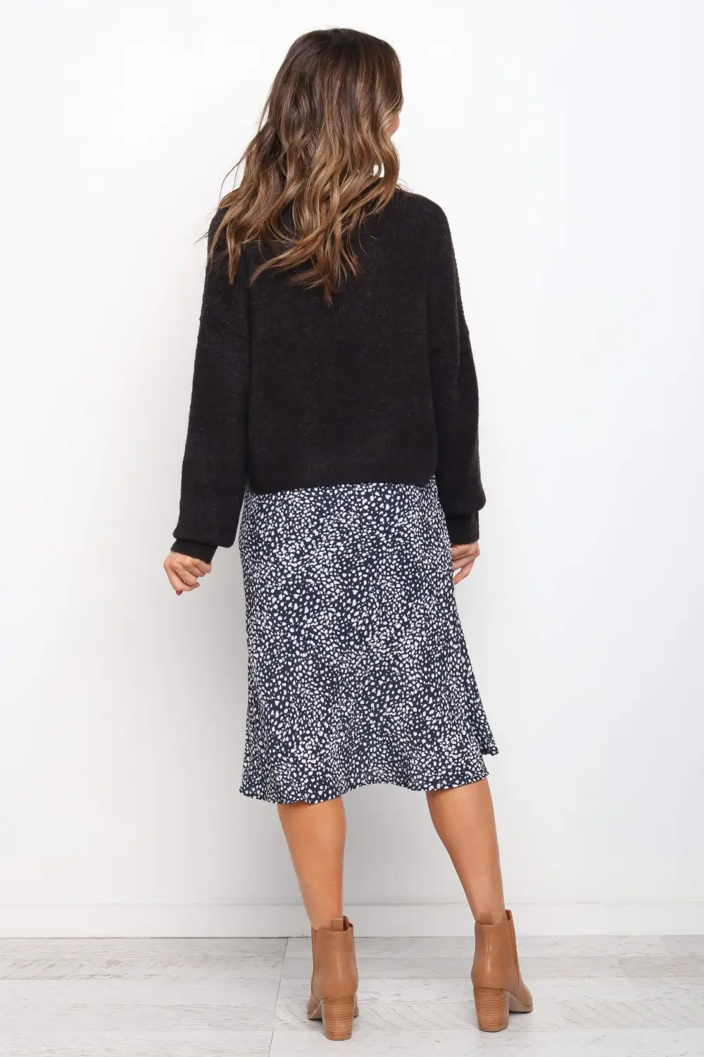 Polka Dot Pencil Midi Skirt