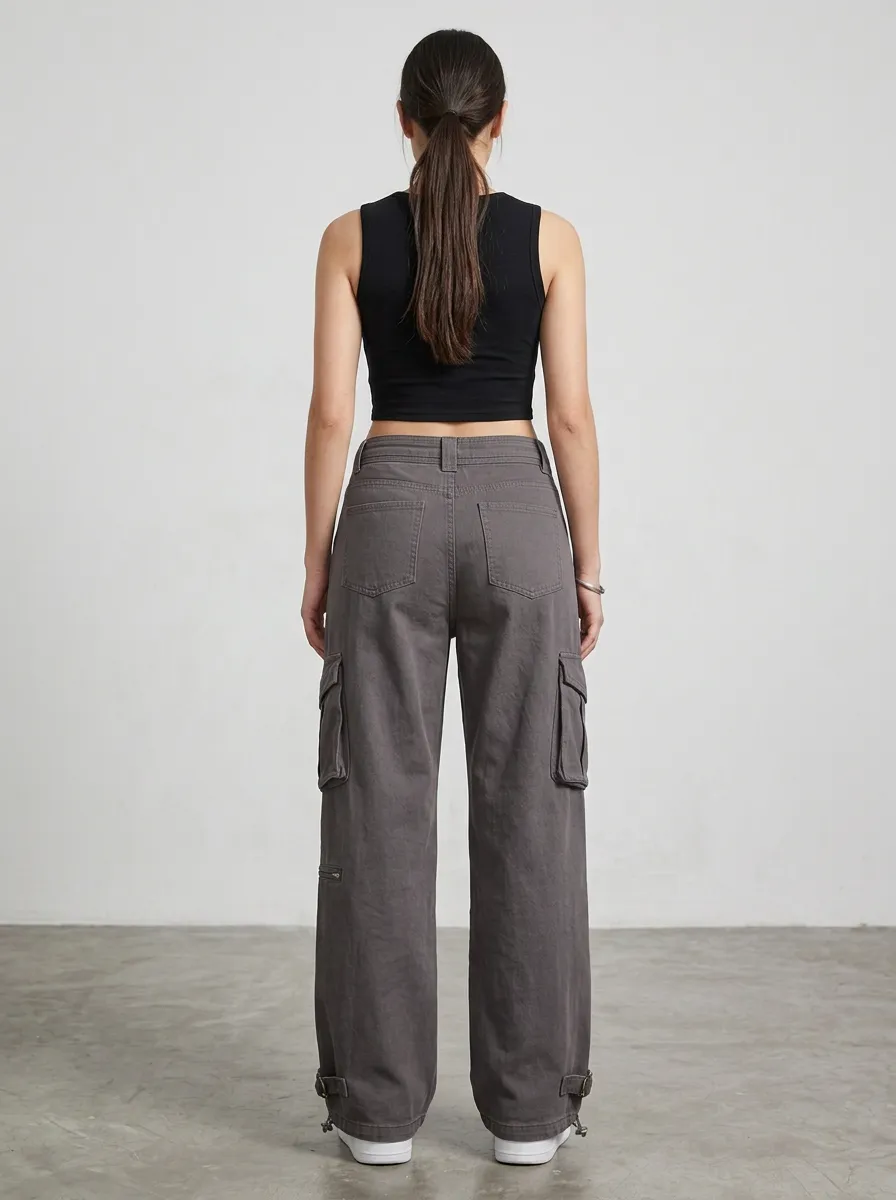 Lifestyle Embroidered Detail Multi Pocket Silhouette Women's Multi Pocket Cargo Pants