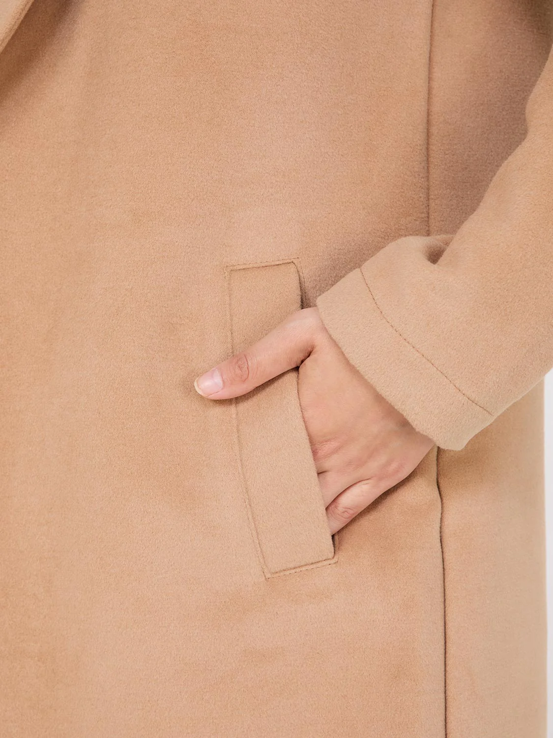 Camel Longline Wool Blend Coat
