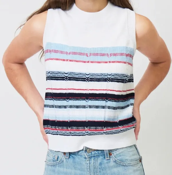 Sleeveless Striped Shell Top