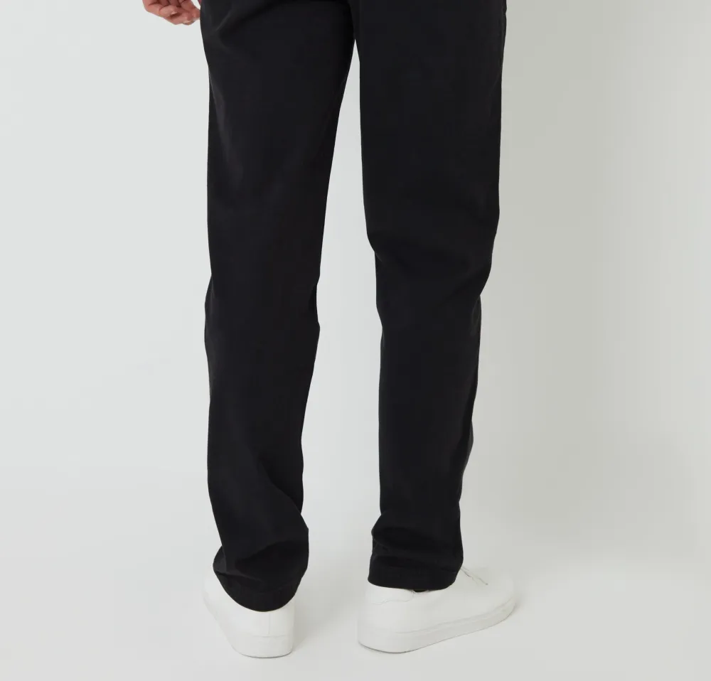 Men's Black Elastic-Waist Chino Pants