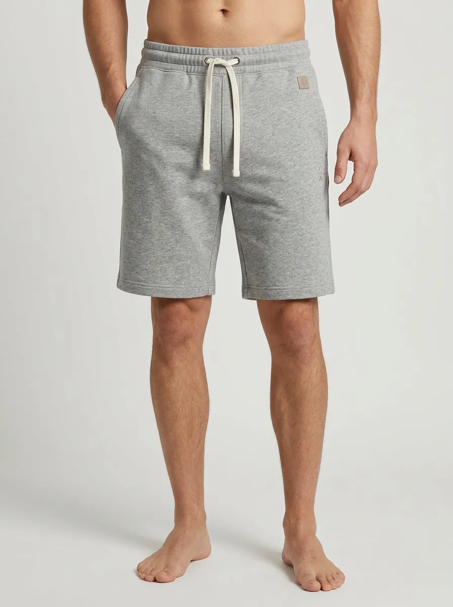 Men's Casual Athletic Grey Drawstring Fleece Shorts