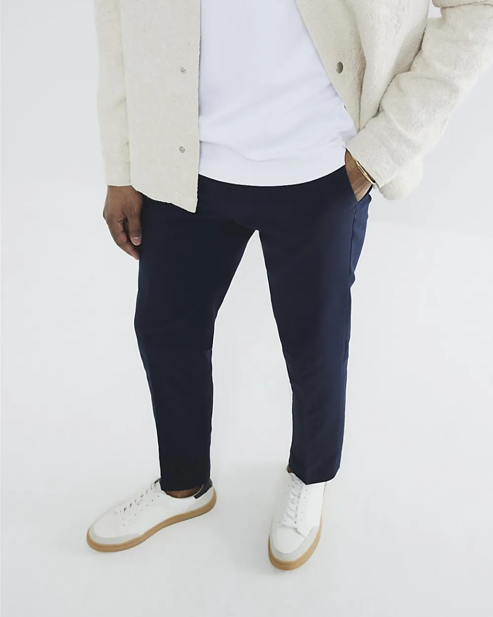 Men's Navy  Slim Fit Cotton Trousers