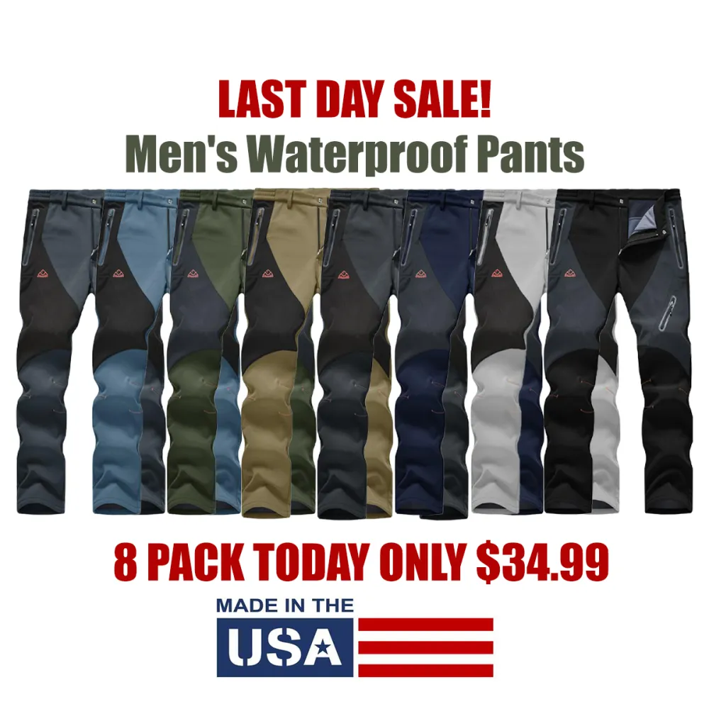 Men's Waterproof Pants Insulated Cold weather Hiking Winter Snow Ski Softshell Outdoor Pants Zipper Pockets Climbing Thermal Jogger Trousers Thermal Lined Jogger pants men