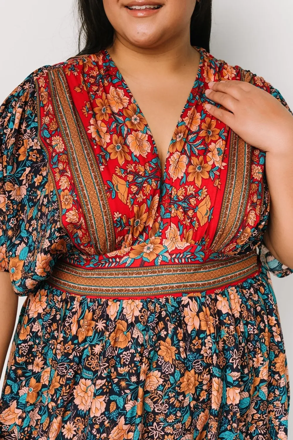 Unique Temperament Art V-Neck Floral Dress