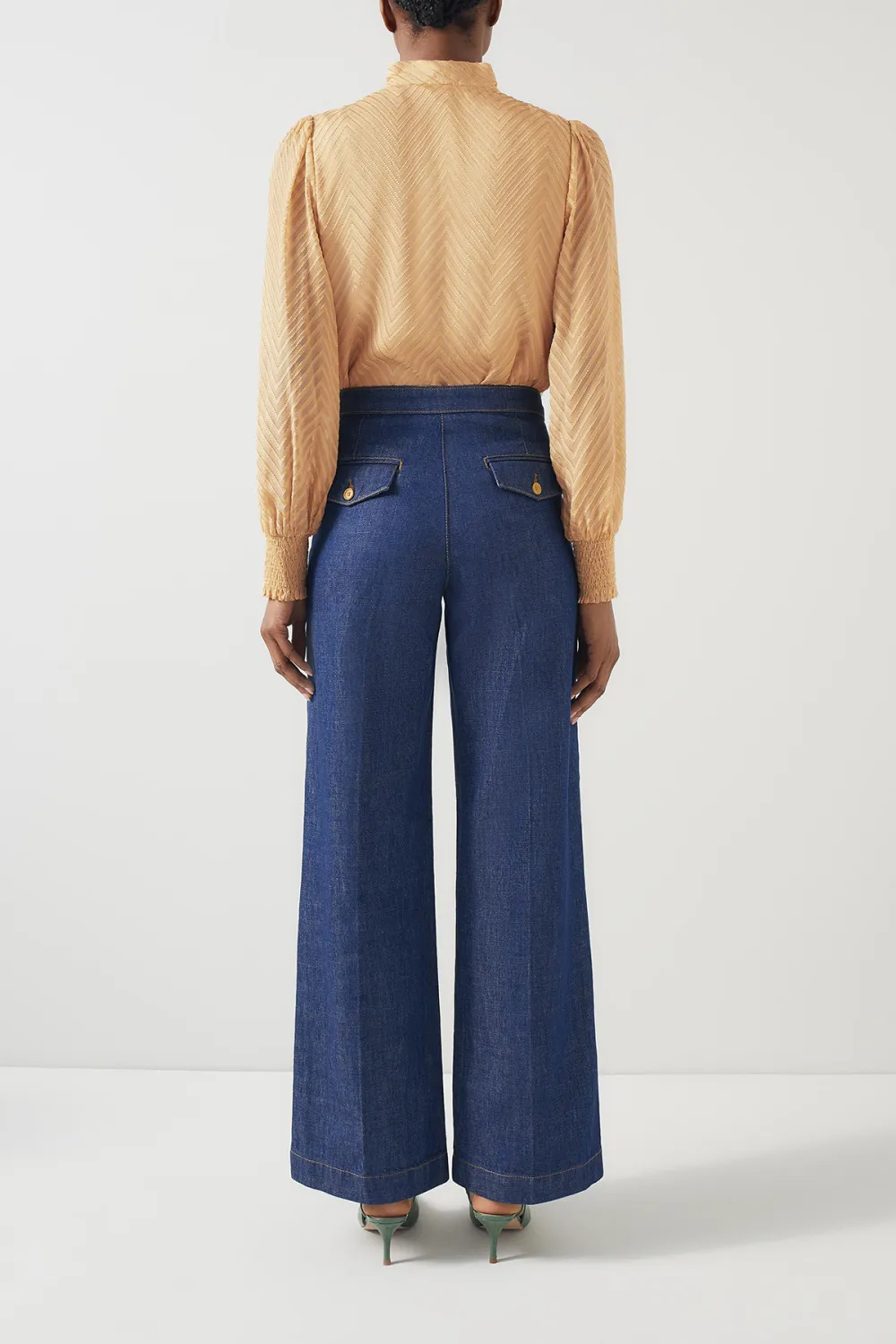 Beige Tie Neck Long Sleeve Textured Blouse